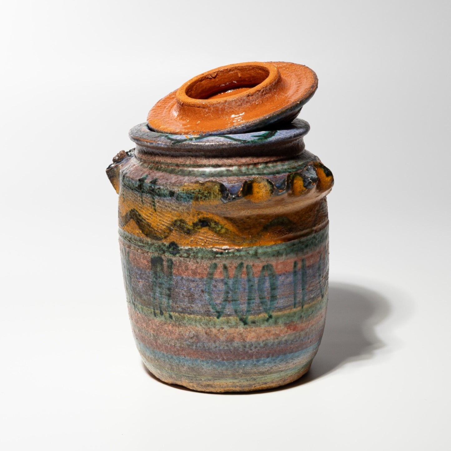 VASO URNA ALBARELLO TERRACOTTA CERAMICA CASTELLAMONTE ITALY PEZZO UNICO A MANO