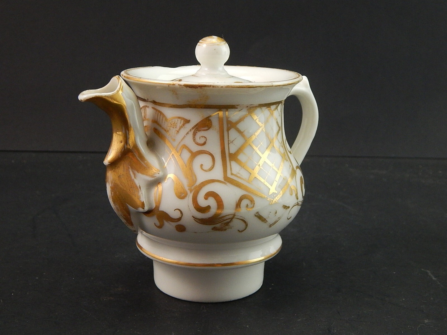 RARA ANTICA VEILLEUSE TEIERA E SCALDINO IMPERO NAPOLEONE III PORCELLANA PARIGI