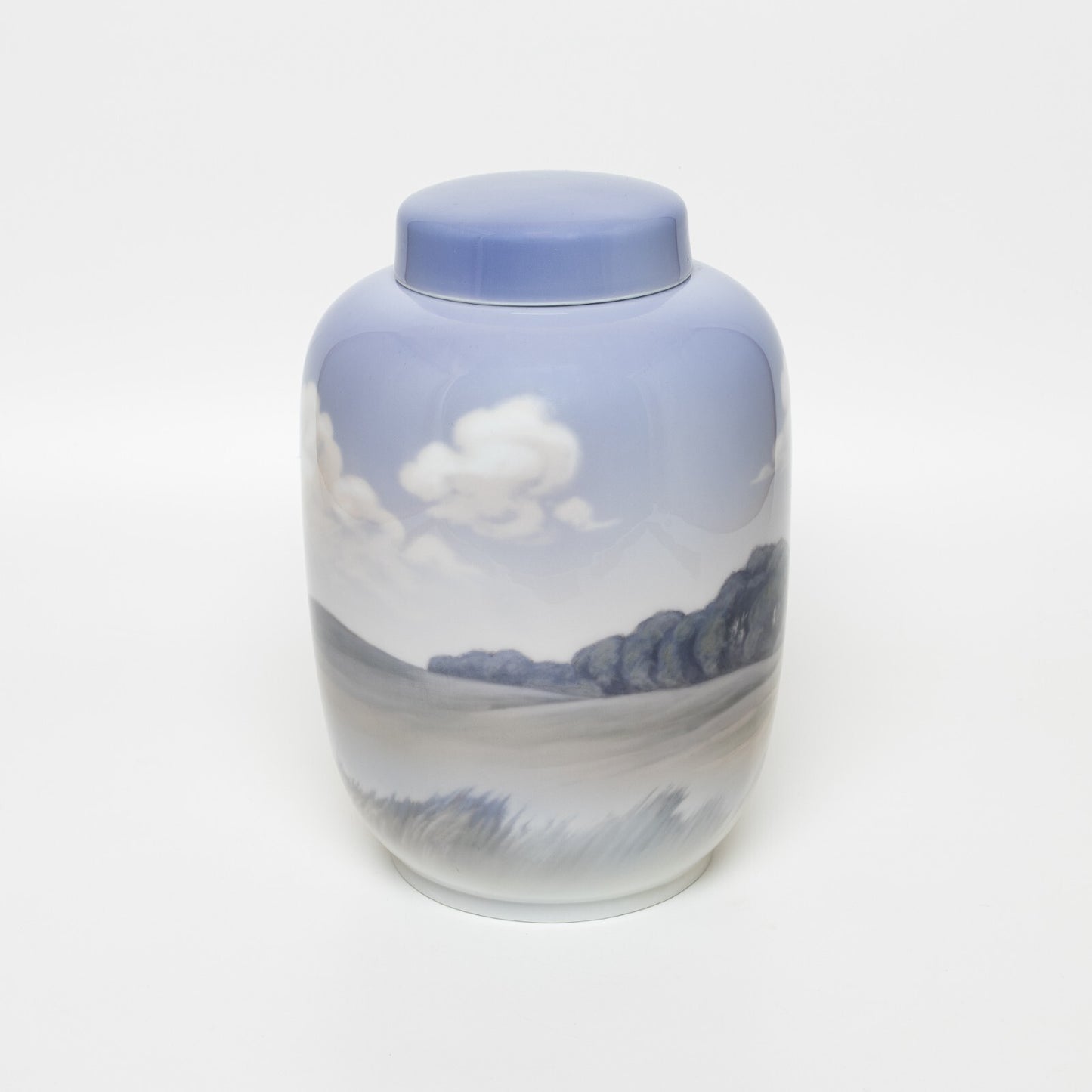 VASO URNA PORCELLANA ROYAL COPENHAGEN "Paesaggio con Mulino" ORIGINALE CM 24