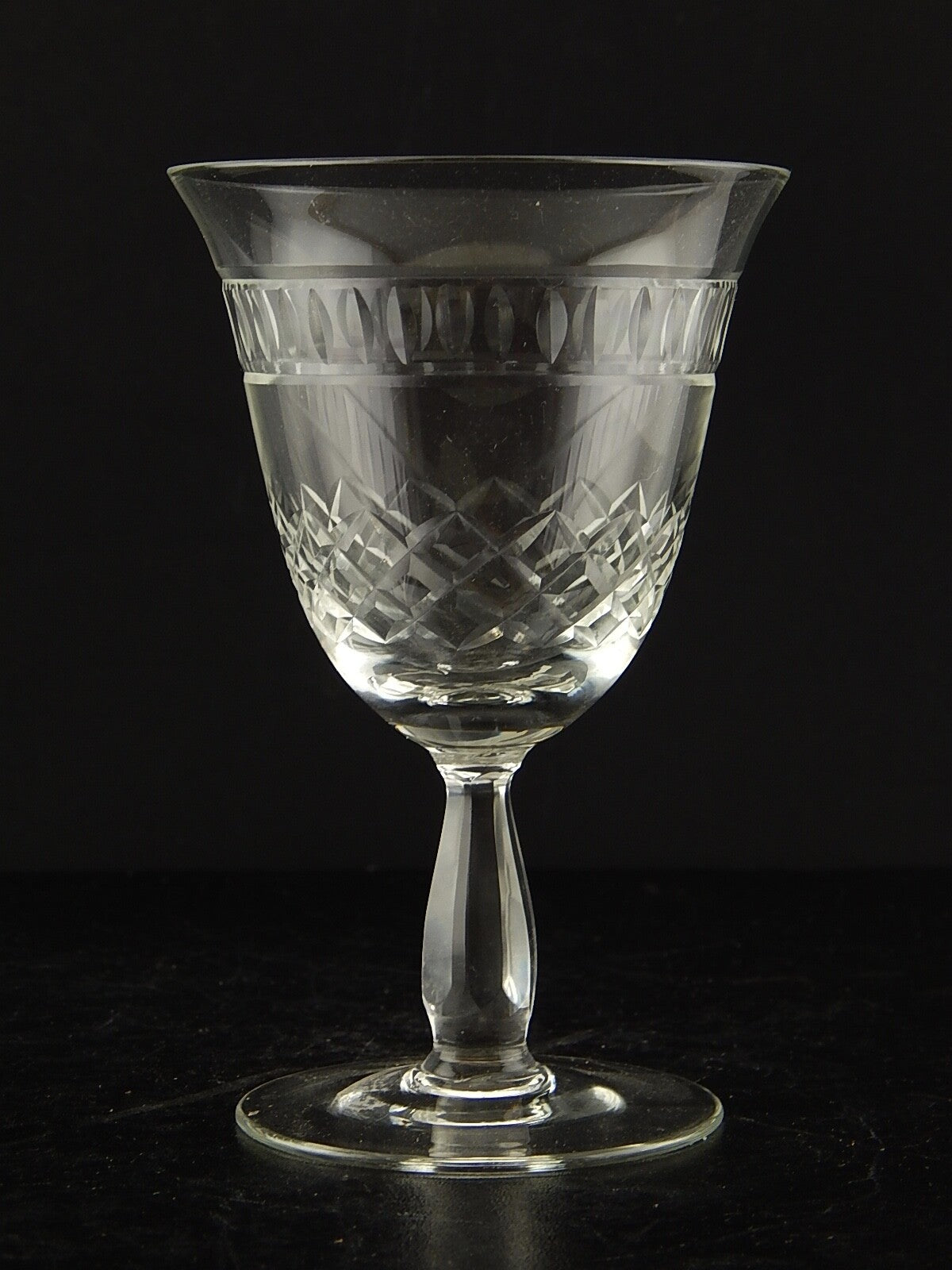 ANTICO ART DECO BICCHIERE CALICE CRISTALLO MOLATO 14,5 CM ALTEZZA