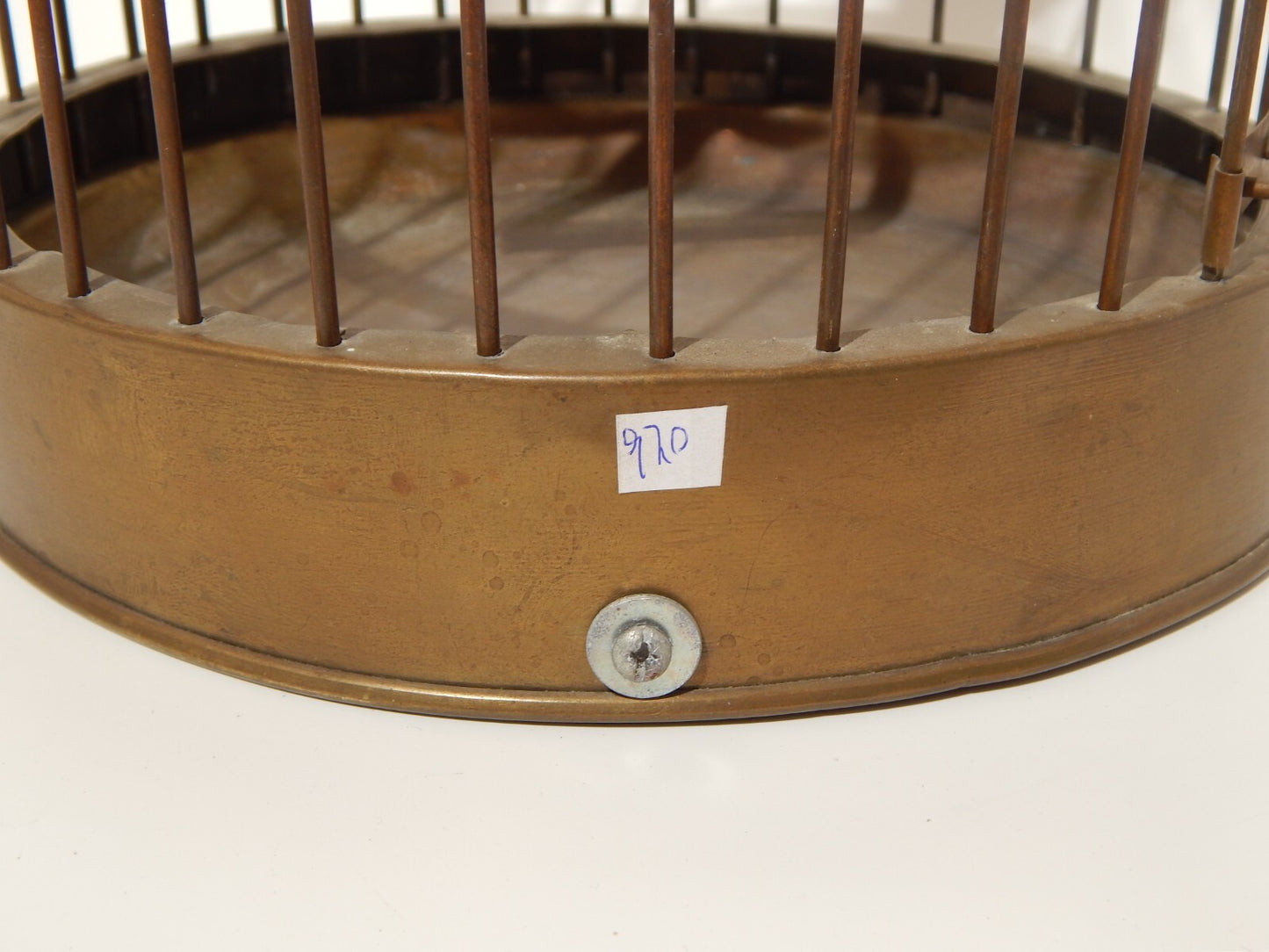 ANTICA ORIGINALE GABBIA A SOSPENSIONE IN OTTONE PER UCCELLI