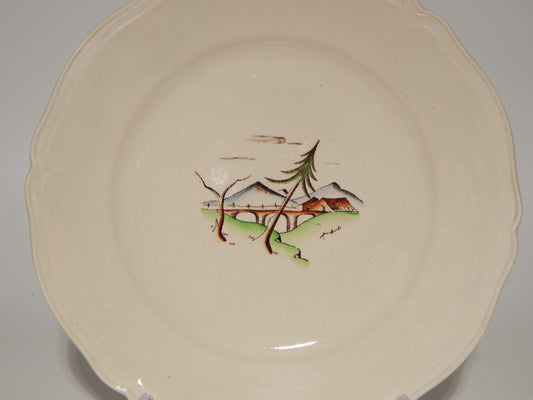 ANTICO PIATTO PI ANO CERAMICA S.C.I. LAVENO ANDLOVIZ PERIODO PAESAGGIO DIPINTO