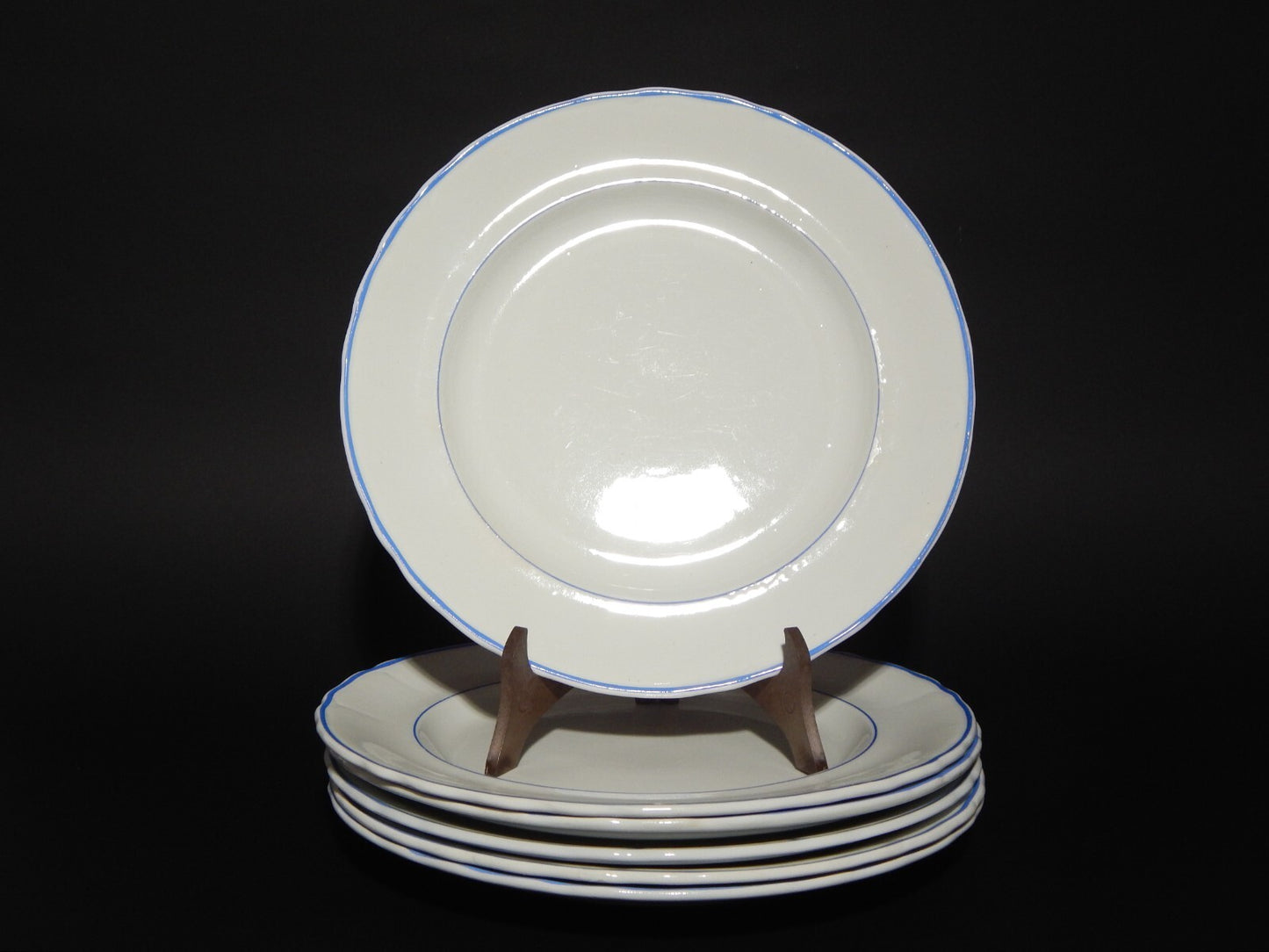 ANTICO SERVIZIO 6 PIATTI CERAMICA BIANCA PROFILO BLU RICHARD MILANO PRIMO 900