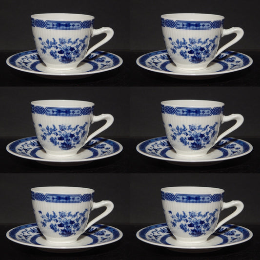 VINTAGE SERVIZIO CAFFE' PORCELLANA BIANCA DECORO BLU OSCAR SCHALLER BAVARIA