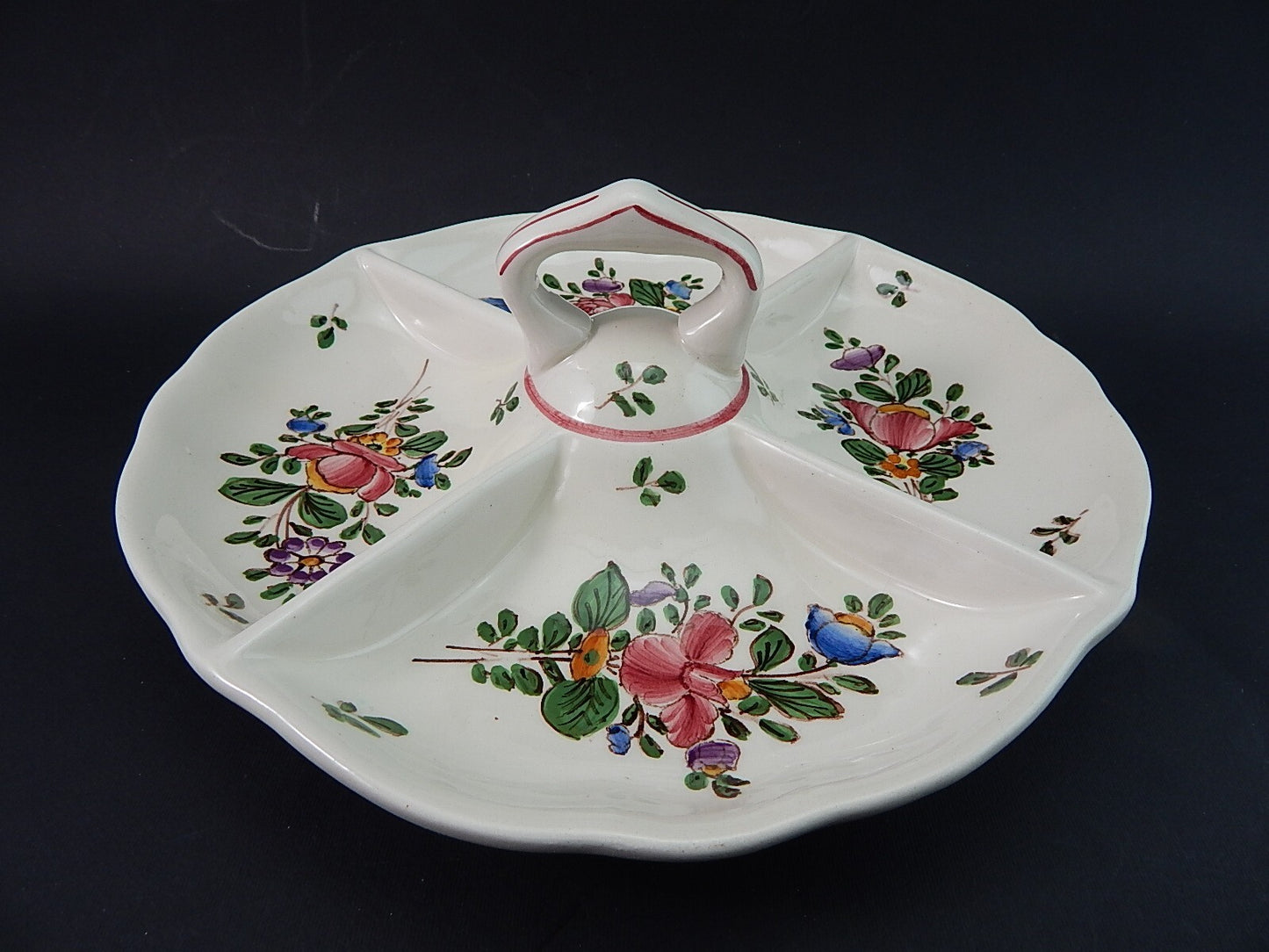 VINTAGE RARO VASSOIO ANTIPASTIERA MAIOLICA CERAMICA PAGANI VECCHIA LODI DIPINTO