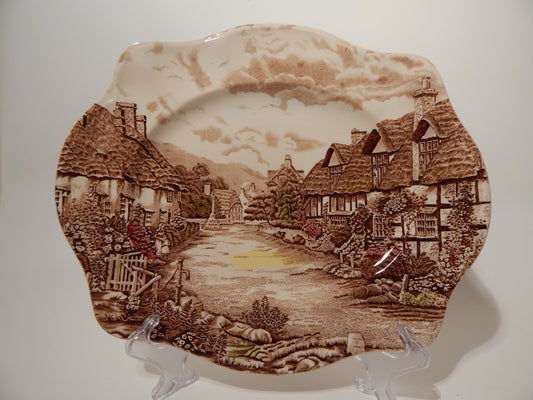 ANTICO VASSOIO SEMI PORCELLANA JOHNSON BROS OLDE ENGLISH COUNTRYSIDE DIFETTO