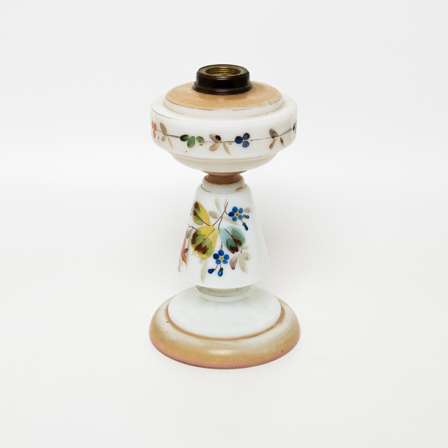 ANTICA BASE LAMPADA LUME TAVOLO EPOCA LIBERTY CON VETRO OPALINO DIPINTO