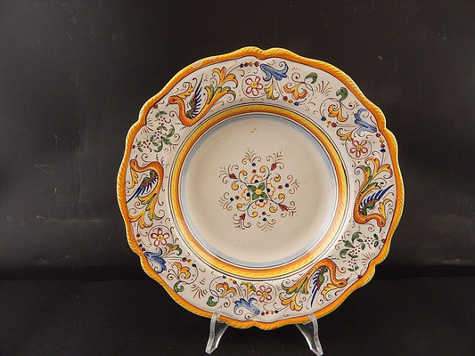 ANTICO PIATTO FONDO CERAMICA MAIOLICHE DERUTA PERUGIA 1900 DECORO RINASCIMENTALE
