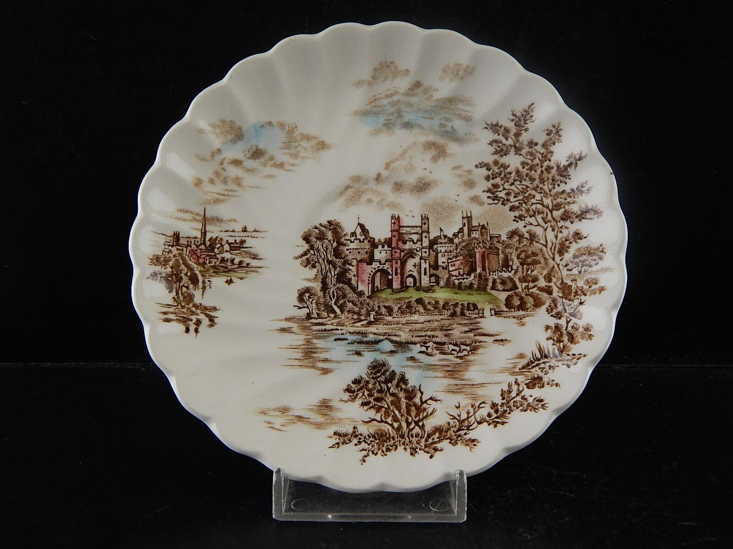 VINTAGE SEMI PORCELLANA JOHNSON BROS COLLEZIONE ANCIENT TOWERS TAZZA DA TE'