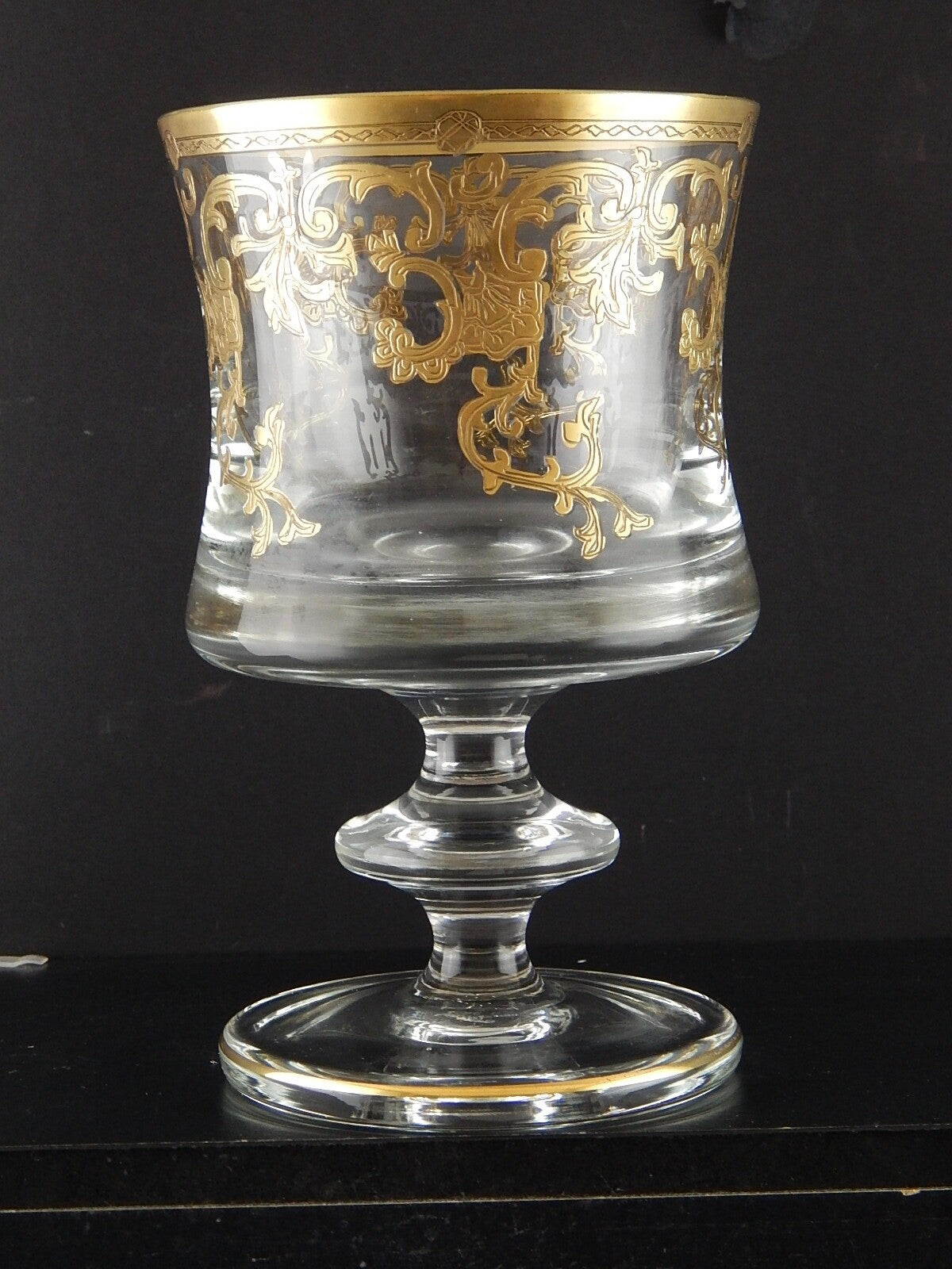 PREZIOSO GRANDE BICCHIERE COPPA VETRO SOFFIATO MURANO DECORO VENEZIANO ORO