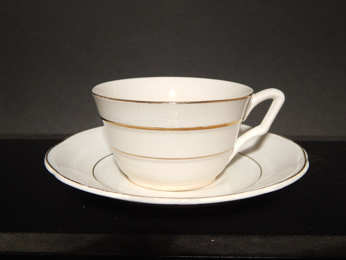 ANTICO ART DECO TAZZA DA TE' CERAMICA PROFILI ORO REVELLI LAVENO #1271