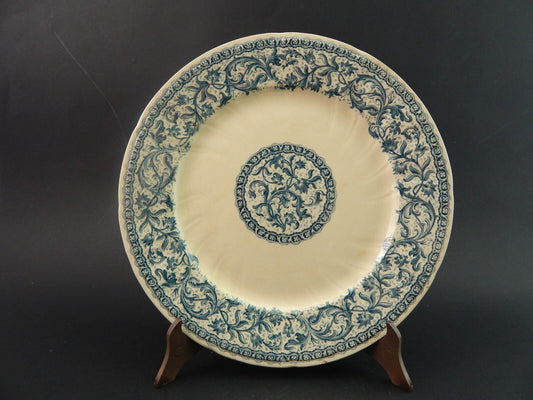 ANTICO RARO DEL 1923 PIATTO MAIOLICA CERAMICA GIEN DECORO BLU ALLA ROUEN #1761