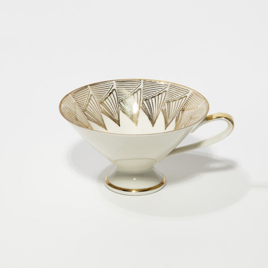 ANTICA TAZZA TÈ ART DECO PORCELLANA BAVARIA OSCAR SCHALLER DECORO ORO #