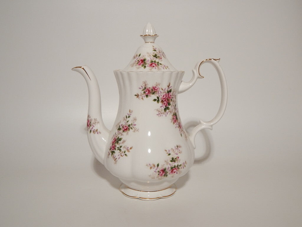 PREZIOSA PORCELLANA ROYAL ALBERT VINTAGE CAFFETTIERA LAVENDER ROSE DIFETTO