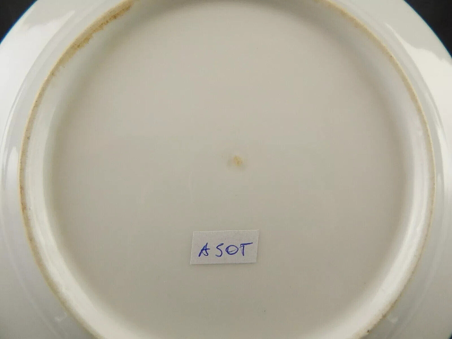 ANTICO SERVIZIO 6 PIATTI PIANI PORCELLANA PARIGI BIANCA BLU ORO NAPOLEONE III