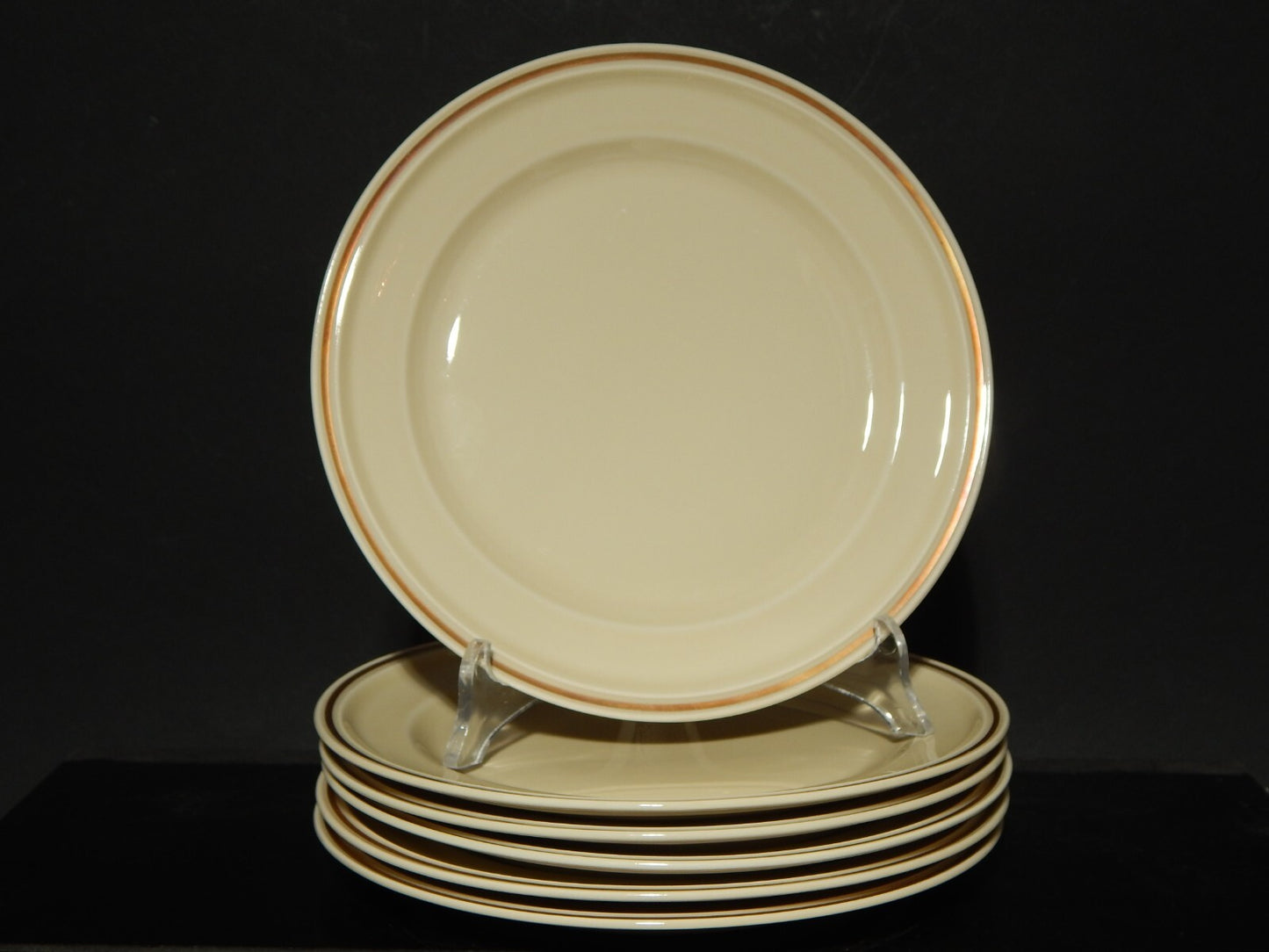 PREZIOSO SERVIZIO 6 PIATTI DESSERT PORCELLANA ROSENTHAL WINIFRED COLOR CREMA ORO
