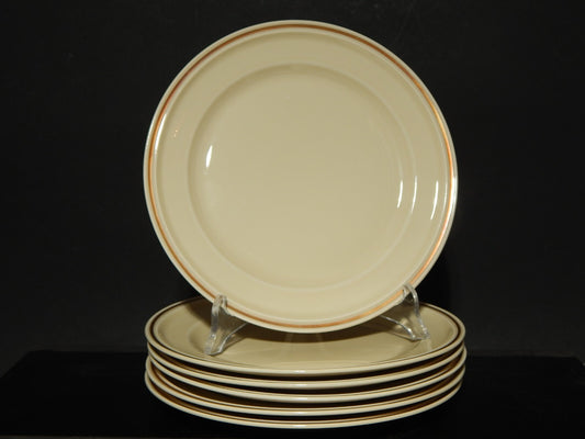 PREZIOSO SERVIZIO 6 PIATTI DESSERT PORCELLANA ROSENTHAL WINIFRED COLOR CREMA ORO