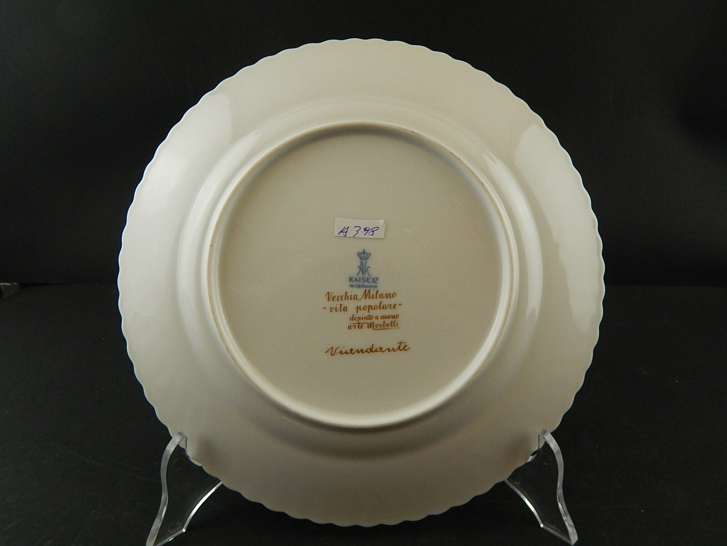 PIATTO PORCELLANA DIPINTO ARTE MORBELLI VECCHIO MILANO VITA POPOLARE VIANDANTE