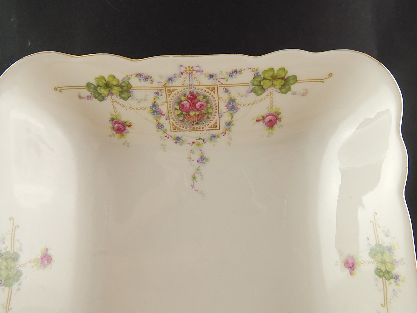 ANTICA CIOTOLA QUADRATA LIBERTY PORCELLANA CARL TIELSCH ALTWASSER SILESIA 1900