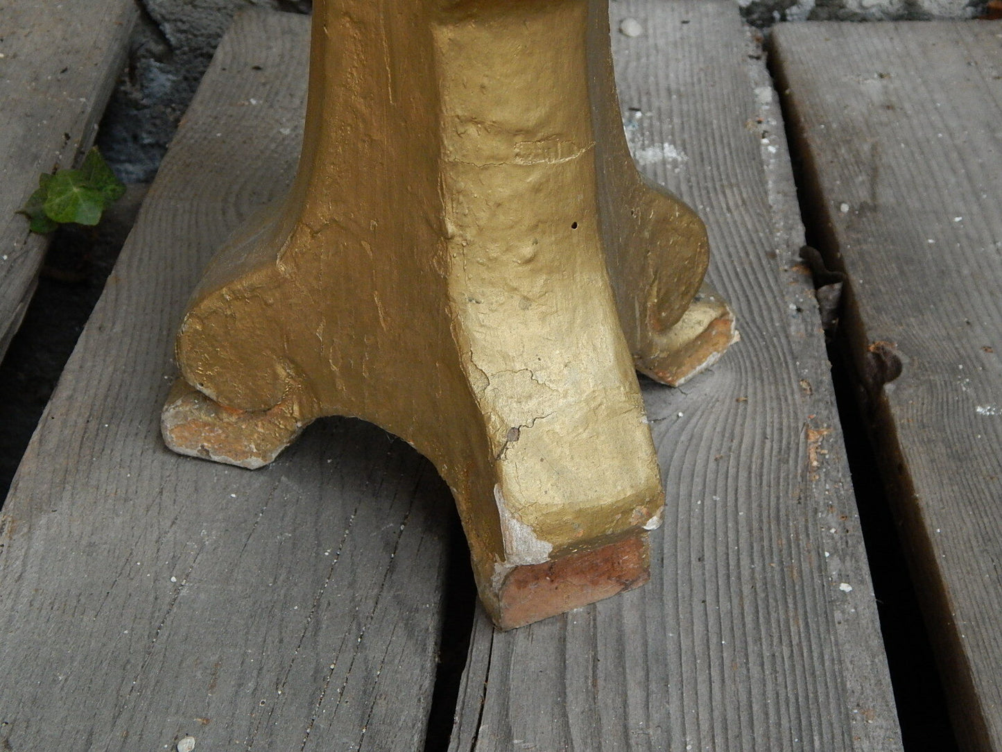 ANTICO ARTE SACRA CANDELABRO CANDELIERE TORCIERA LEGNO SCOLPITO DORATO XIX SEC