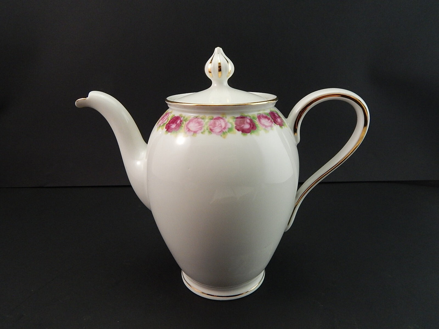 VINTAGE TEIERA CAFFETTIERA PREZIOSA PORCELLANA ESCHENBACH BAVARIA CON ROSELLINE