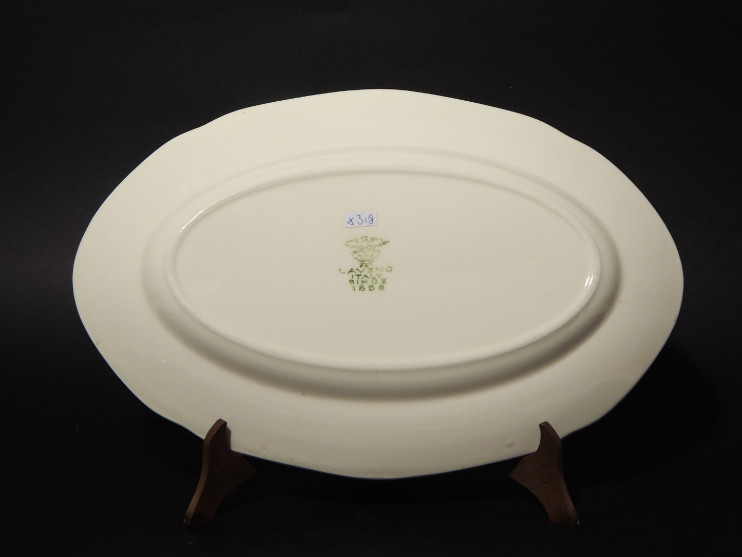 ANTICO VASSOIO OVALE CERAMICA LAVENO SINCE 1856 THE DILIGENCE LONDON IPSWICH