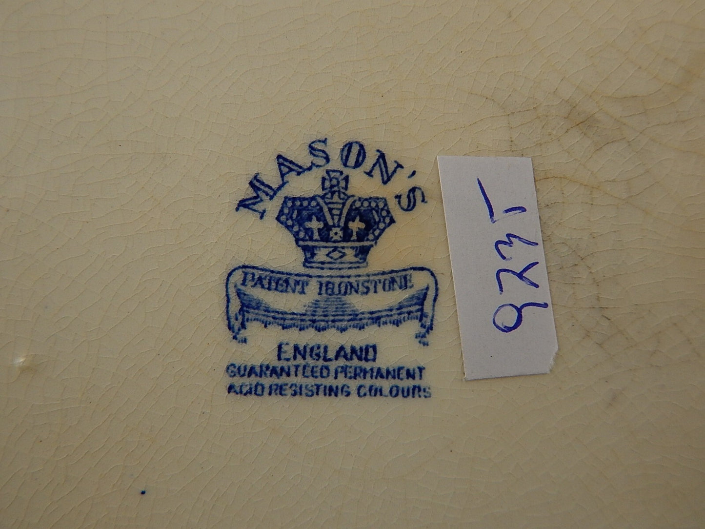 ANTICA CIOTOLA CENTROTAVOLA CERAMICA INGLESE MASON’S DECORO VISTA BIANCO BLU