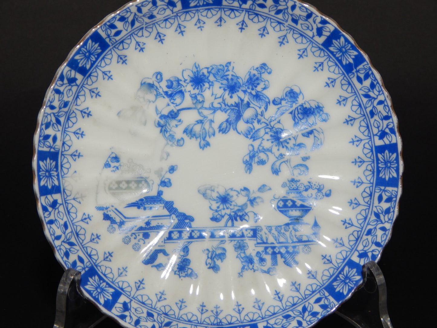 ANTICHI 4 PIATTINI SOTTO TAZZA PORCELLANA DISEGNO BLU CHINA BAVARIA