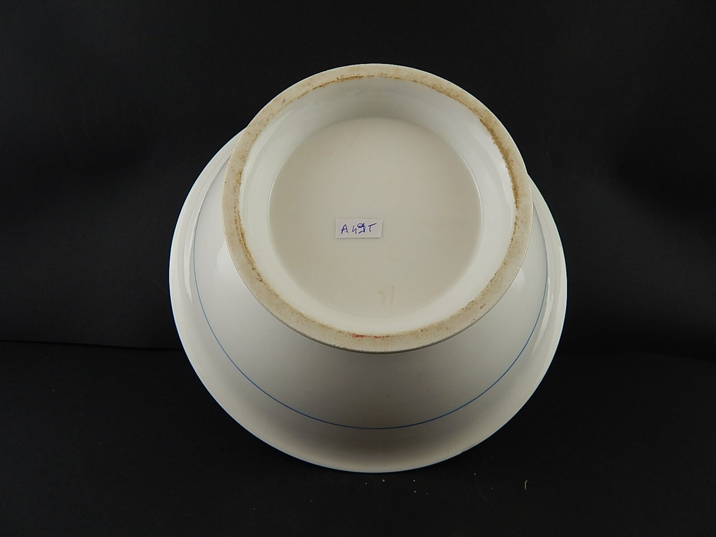 ANTICA FRUTTIERA CENTROTAVOLA PORCELLANA PARIGI BIANCA BLU ORO NAPOLEONE III