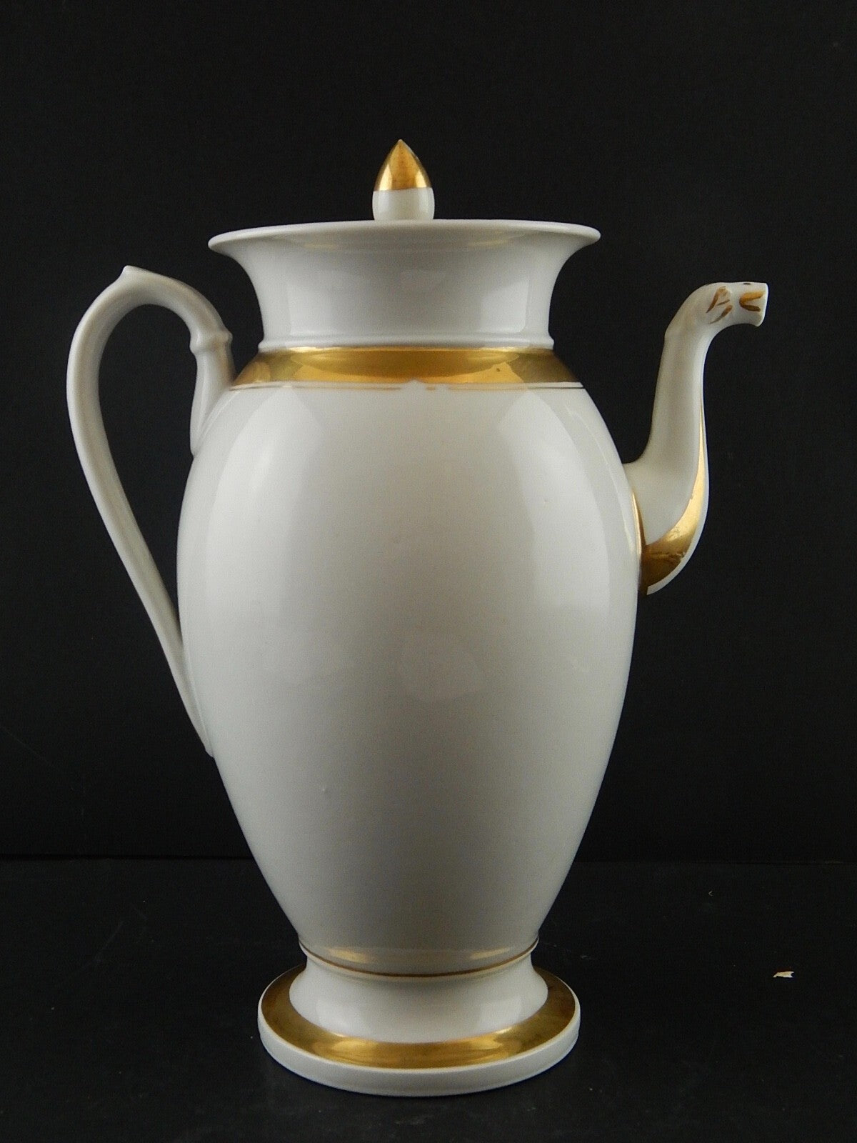 ANTICA RARA PREZIOSA CAFFETTIERA IMPERO PORCELLANA BIANCA ORO INIZIO 1800