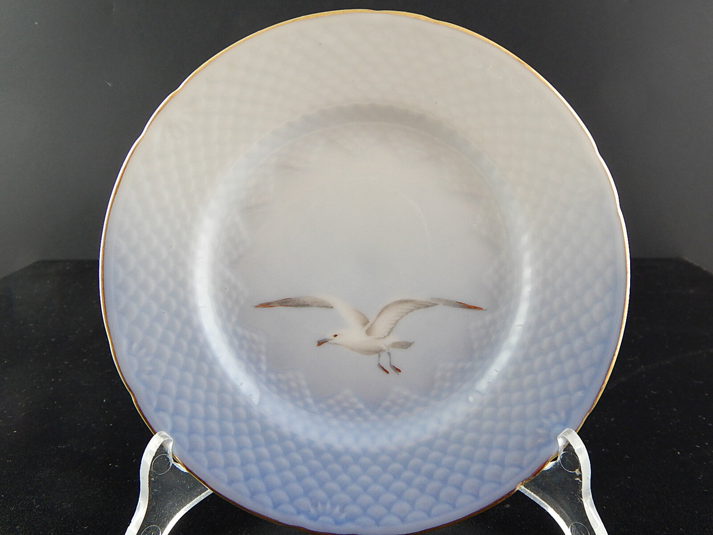 ROYAL COPENHAGEN BING&GRONDAHL ANTICO PIATTO DOLCE PORCELLANA DECORO GABBIANI