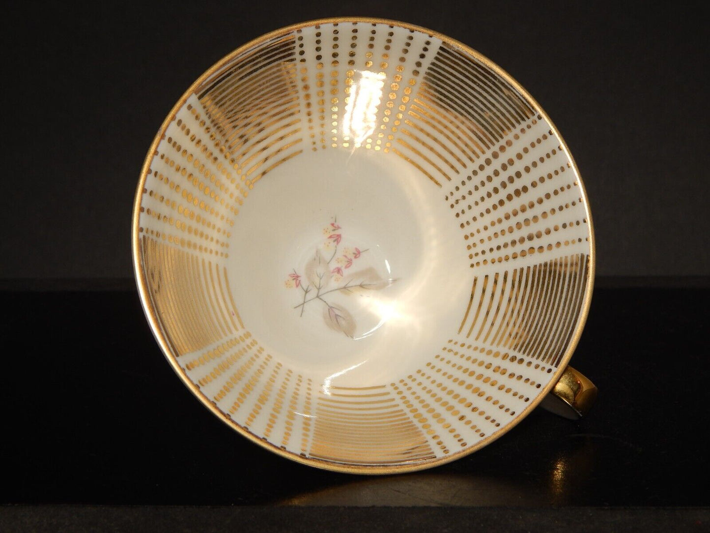 ANTICA TAZZA TÈ ART DECO PORCELLANA BAVARIA OSCAR SCHALLER DECORO ORO #1252