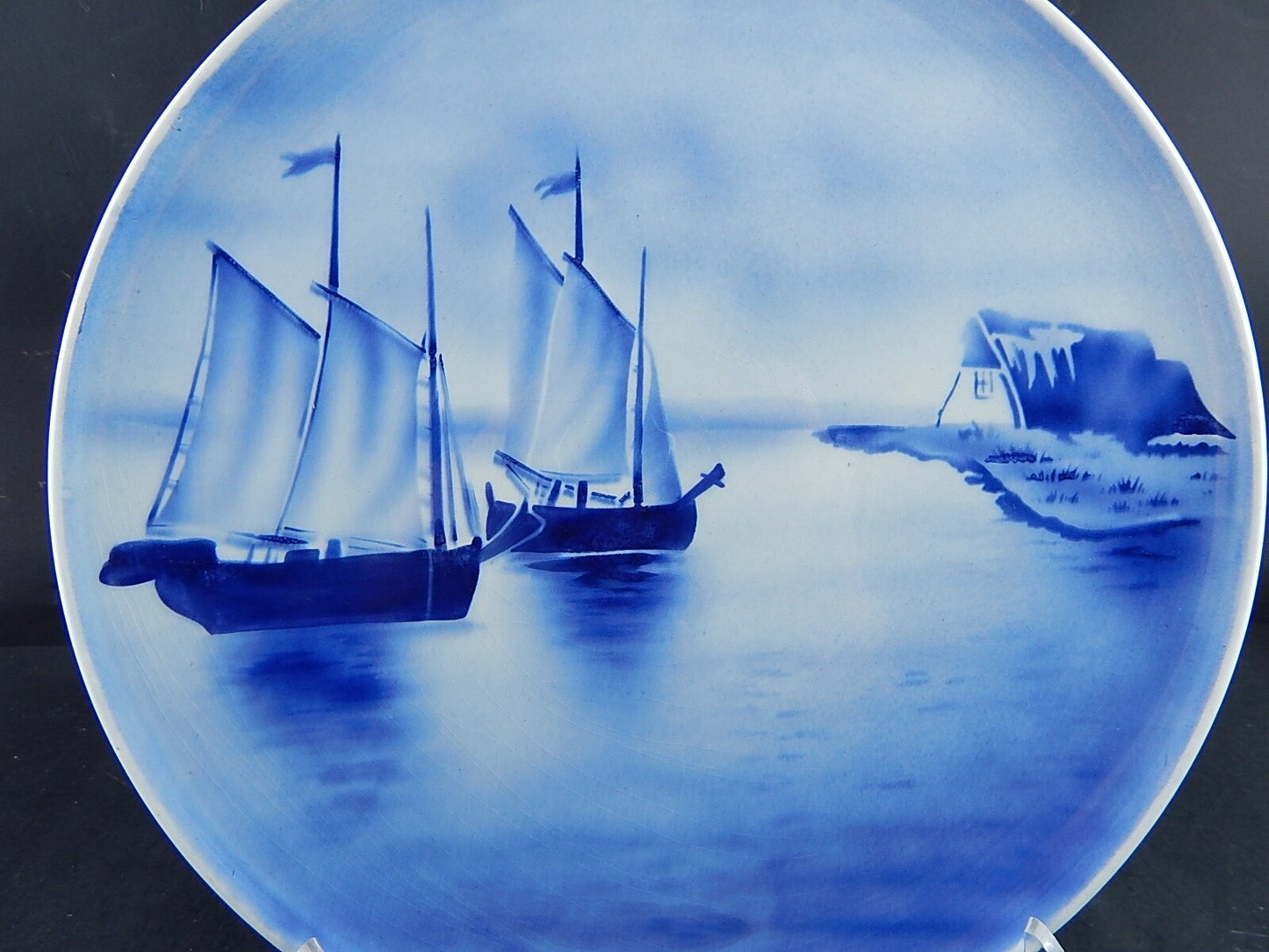 ANTICO PIATTO PARETE DECORATIVO PORCELLANA VILLEROY&BOCH MARINA BIANCO BLU CM 30