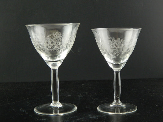 ANTICO RARO PREZIOSO LIBERTY SET 4 BICCHIERI O 2 COPPIE CALICI CRISTALLO INCISI