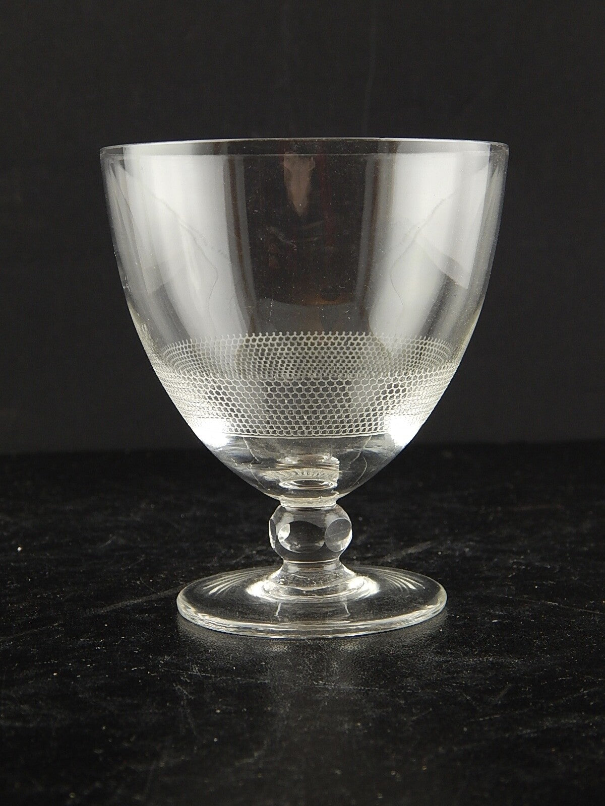 ANTICO ART DECO SET 3 BICCHIERI CALICI CRISTALLO CON DECORO SERIGRAFATO