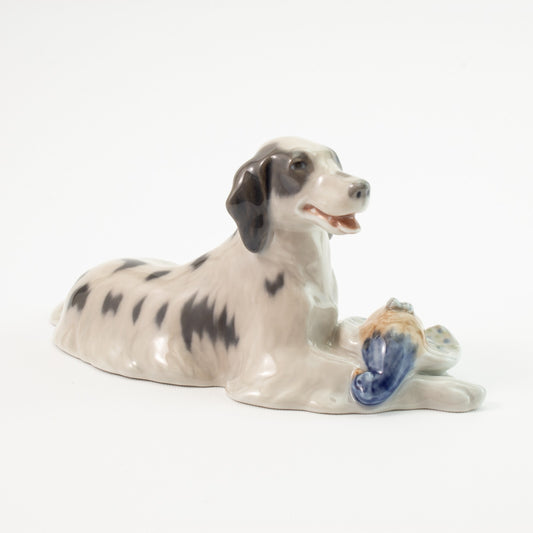STATUINA PORCELLANA ROYAL COPENHAGEN "Setter con Fagiano" 1533 ORIGINALE 8x17x7