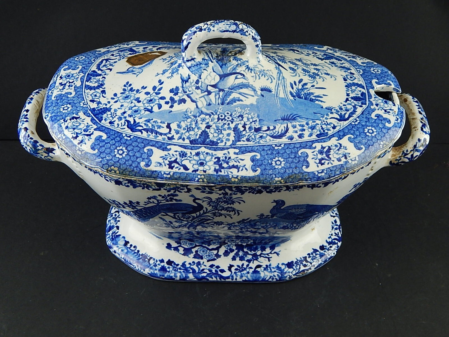 ANTICA INTROVABILE CENTROTAVOLA ZUPPIERA CERAMICA FINE 1700 GEORGIAN PERIOD