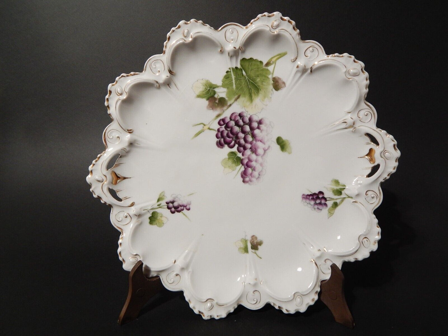 ANTICA ROCAILLE PREZIOSO PIATTO VASSOIO PORCELLANA M Z AUSTRIA FINE 800