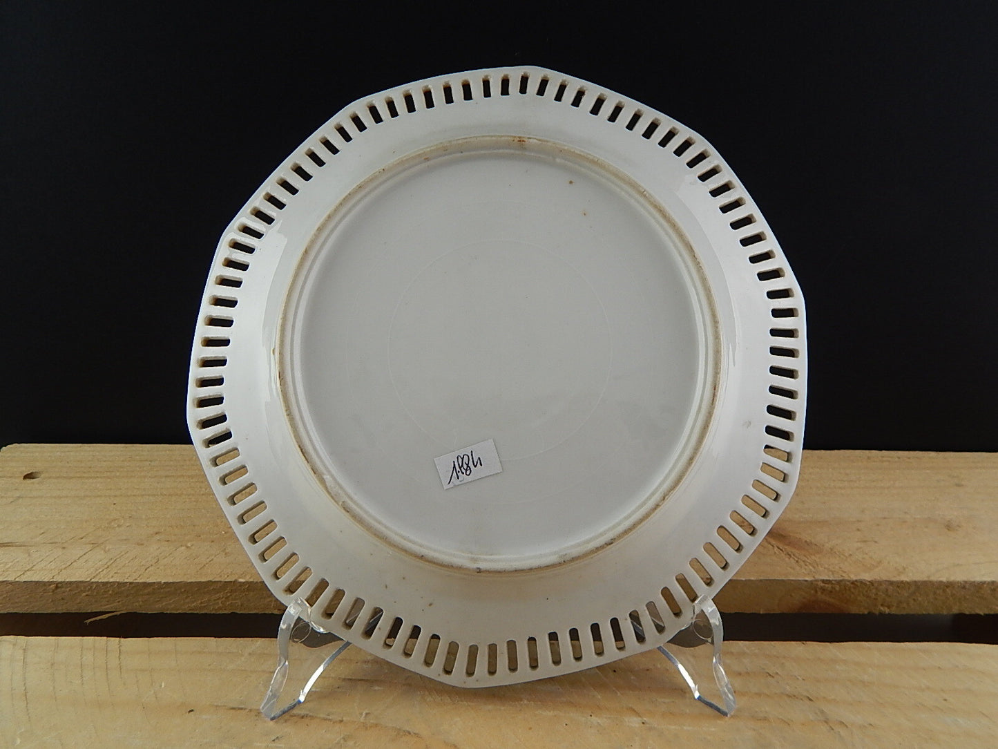 ANTICO PIATTO PORCELLANA BORDO TRAFORATO SCENA ORIENTALE FINE 1800 COLLEZIONE