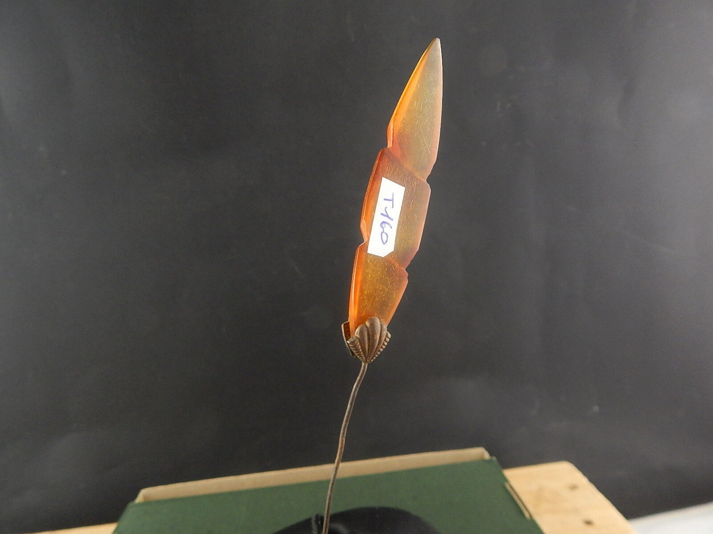 ACCESSORI ABBIGLIAMENTO ART DECO ANTICO SPILLONE CAPPELLO SIMIL AMBRA