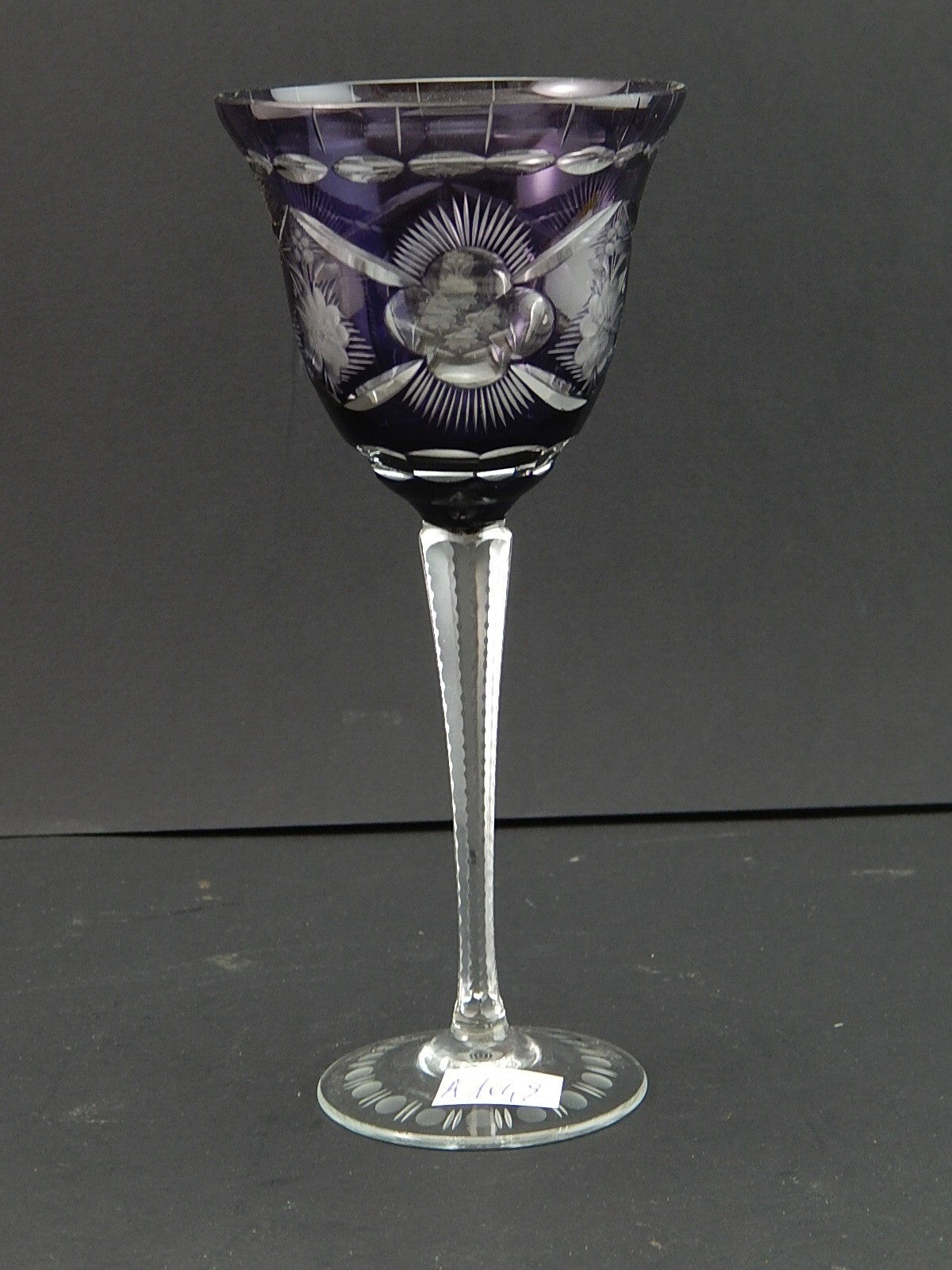 PREZIOSO VINTAGE BICCHIERE CALICE CRISTALLO BOEMIA MOLATO A1048