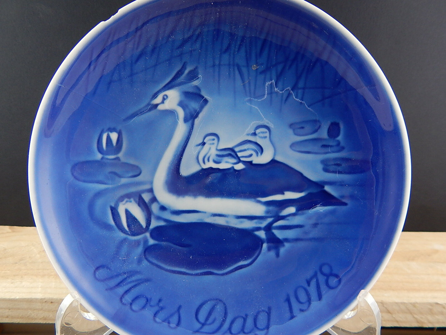 ROYAL COPENHAGEN BING&GRONDAHL PIATTO DELLA MAMMA 1978 PORCELLANA BLU DIFETTO