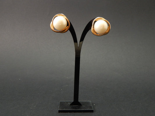 VINTAGE BIJOUX GIOIELLI ORECCHINI DORATI CON PERLA