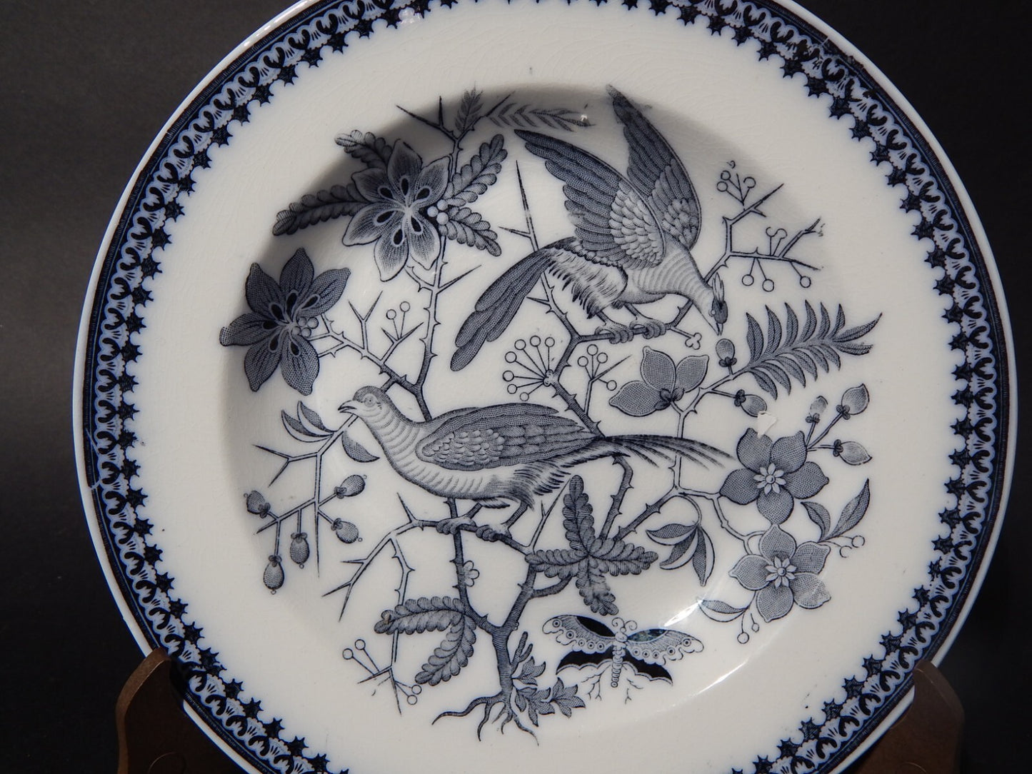 ANTICO ART NOUVEAU PIATTO PORCELLANA VILLEROY&BOCH METTLACH DECORO FASAN