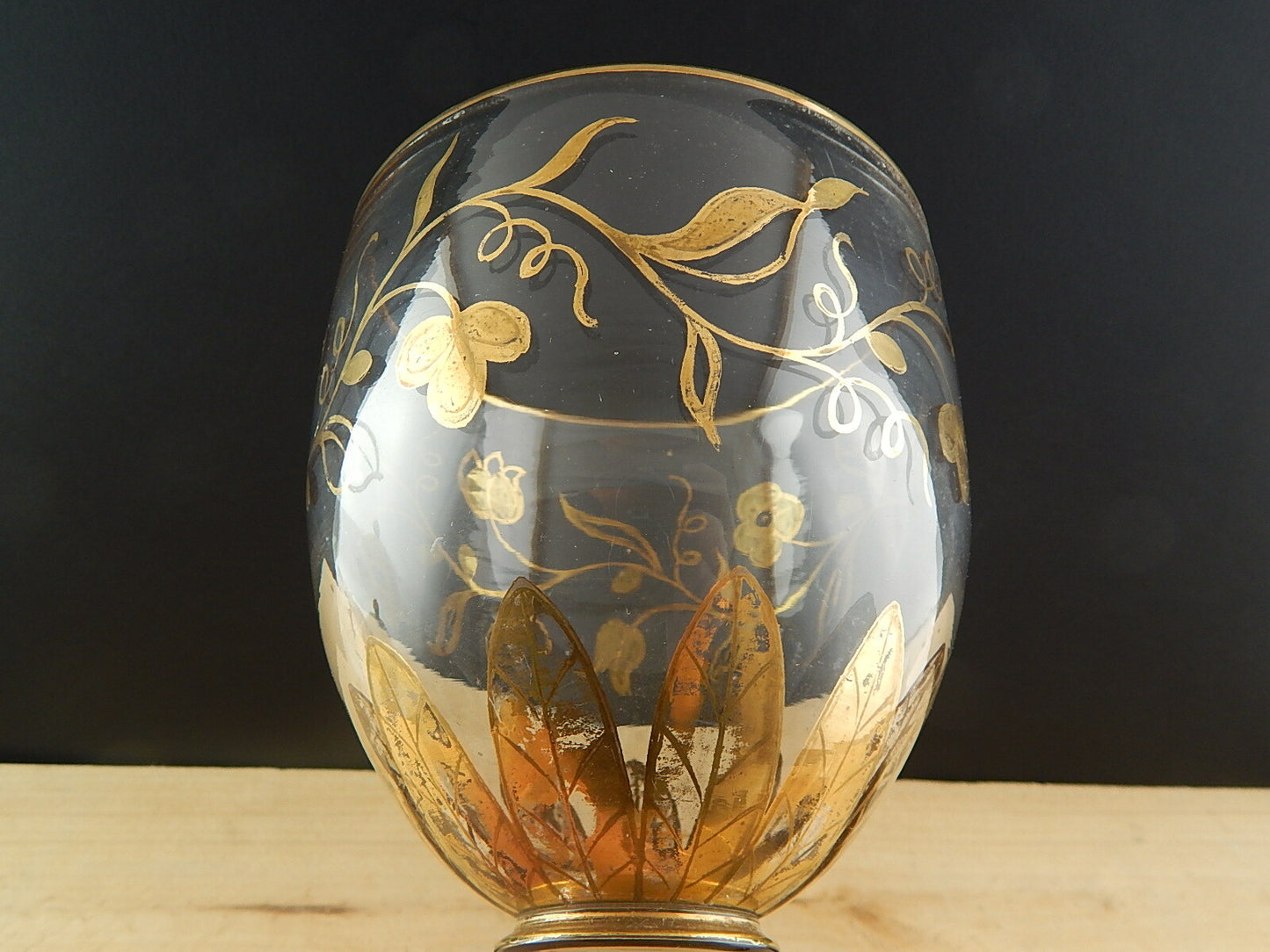 COLLEZIONE GRANDE CALICE COPPA VASO VETRO SOFFIATO MURANO INCLUSIONE FOGLIA ORO