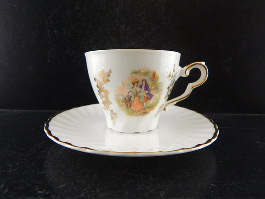 ANTICA TAZZINA CAFFE' PORCELLANA RHEINPFALZ BAVARIA SCENA GALANTE A236