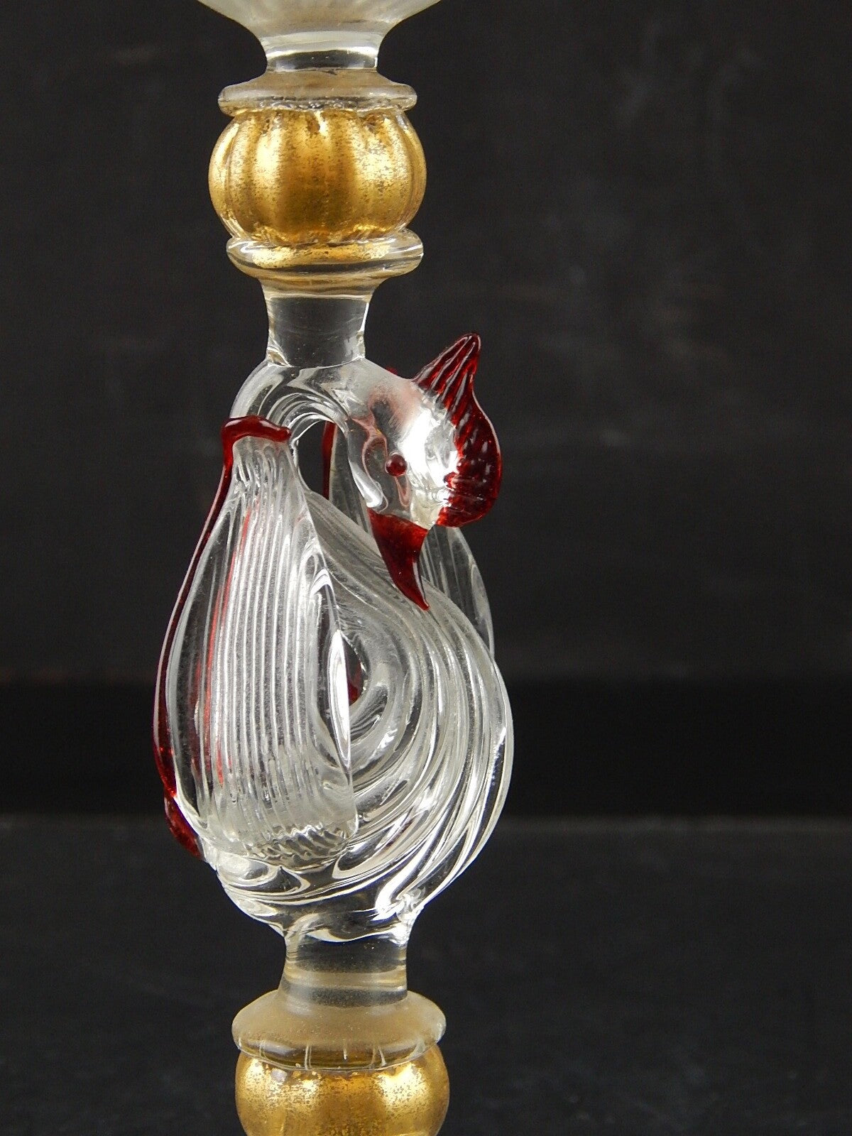 TIPETTO CALICE MURANO VETRO SOFFIATO RIGATO CIGNO FIRMATO CORTELLA & BALLARIN