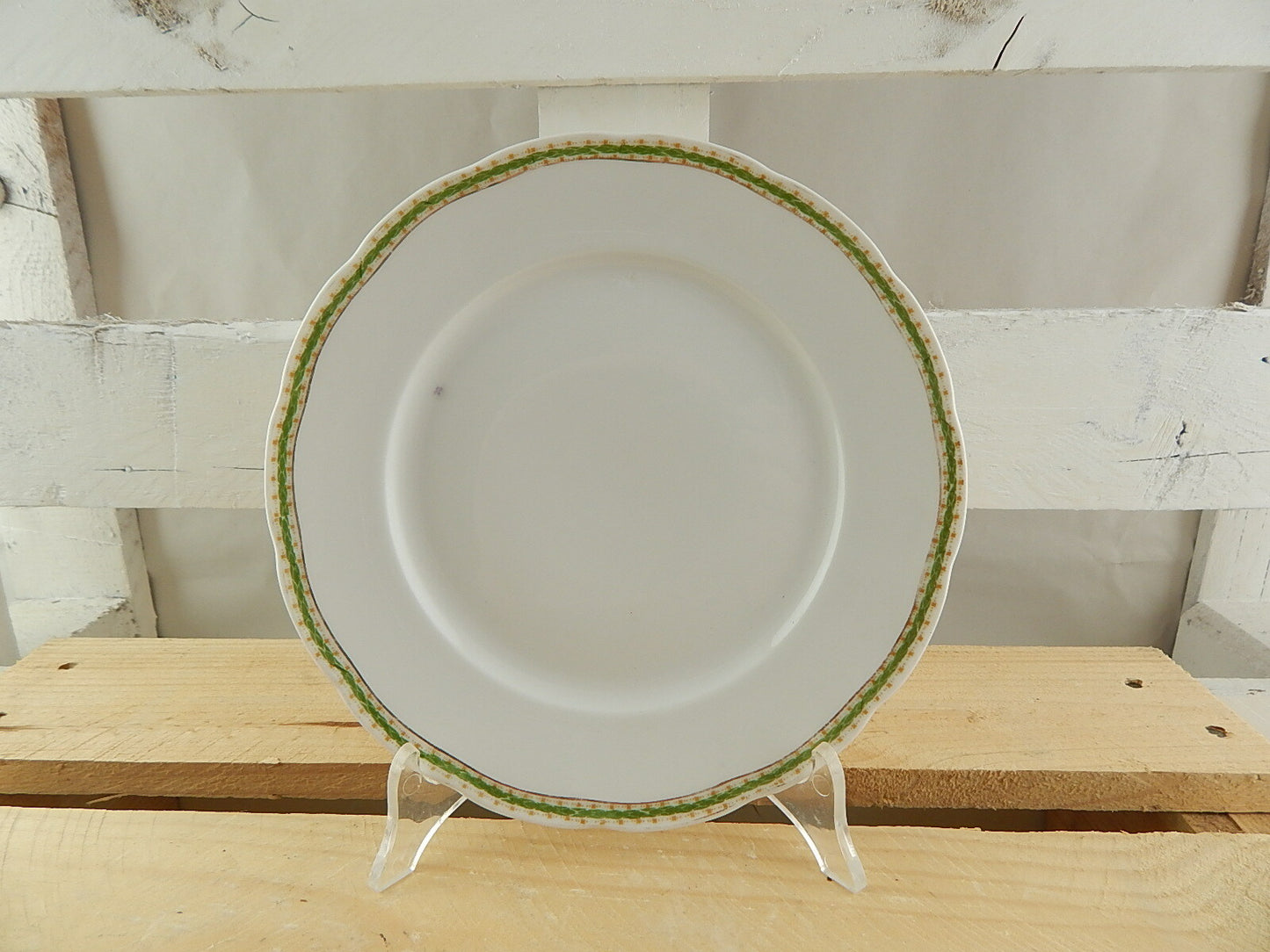 ANTICO RARO PIATTO PORCELLANA GINORI FINE 800 PROFILO VERDE #1727