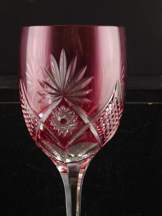 PREZIOSO VINTAGE BICCHIERE CALICE CRISTALLO GERMANIA MOLATO NACHTMANN RUBINO