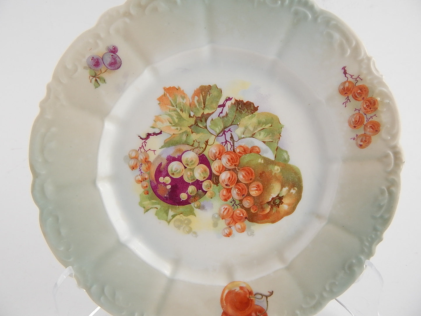 ANTICO RARO PIATTO PORCELLANA INIZIO 1900 MANIFATTURA WEIMAR COLLEZIONE FRUTTA